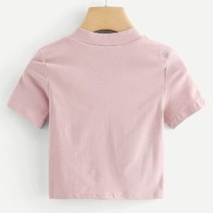 Mock Neck Crop Tee